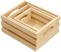 Set of 3 Wooden Pallet Crates Nesting Unfinished Wood Trays Storage for DIY Crafts (Large Size 9.4 x 7.8 x 4.3 in) by Cregugua