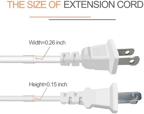 10 Feet Extension Cord White Flat Thin 2 Prong 10A ETL Listed (1 Pack) - Image 6