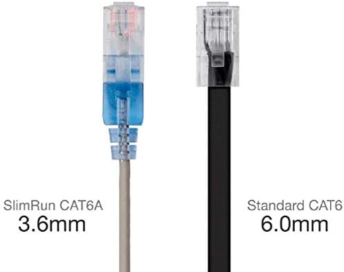 Monoprice SlimRun Cat6A Ethernet Patch Cable - Snagless RJ45 UTP Pure Bare Copper Wire 10G 30AWG 25ft Gray. 10-Pack - Image 3