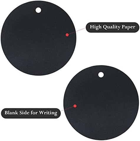 G2PLUS 100PCS Gift Tag with String,2.2'' Round Paper Tags Blank Hang Tags Black Circle Tags with Holes for Craft Projects, Xmas Gift, DIY Wedding Favor Bag - Image 3