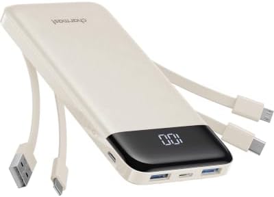 charmast 10000mAh Power Bank Portable Charger with 4 Built-in Cables by charmast