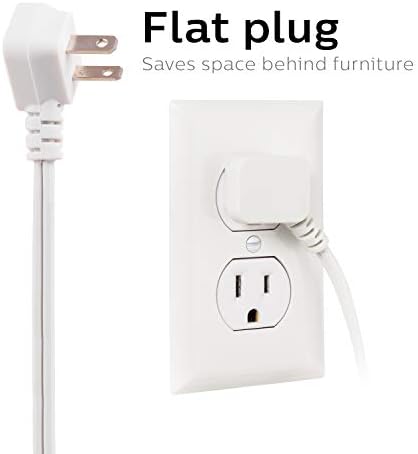 Philips Extension Cord 3-Outlet 15 Ft | Flat Plug | Safety Slide | White | Pack of 12 - Image 5
