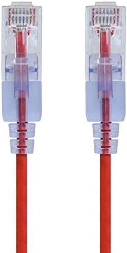 Monoprice SlimRun Cat6A Ethernet Patch Cable - Network Internet Cord - RJ45, 550Mhz, UTP, Pure Bare Copper Wire, 10G, 30AWG, 7 Feet, Red, 5-Pack by Monoprice