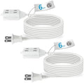 TiFFCOFiO Indoor Extension Cord, 2 Prong 6 Feet Extension Cord, 3 Polarized Outlets with Safety Slide Windows,13A/1625W, 16 AWG, 2 Packs by TiFFCOFiO