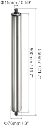 PATIKIL Conveyor Roller 3" Diameter 22" Length, 1 Pack Stainless Steel Transmission Replacement Part Galvanized End, Silver - Image 2