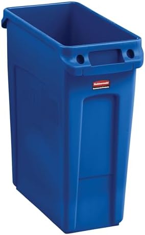 Rubbermaid Commercial Products Slim Jim Trash/Garbage Can with Venting Channels 16-Gallon Blue for Kitchen/Office/Workspace - Image 3