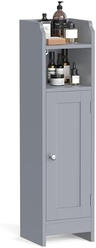 VASAGLE Small Storage Corner Floor Cabinet with Door, Dove Gray by VASAGLEbySONGMICSHOME