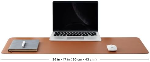 Leather Desk Mat - Non-Slip PU Desk Pad for Office and Home - Desk Organization and Accessories - Ideal for Large Mouse Pad and Desk Mats on Top of Desks (Brown,36"x 17") - Image 2