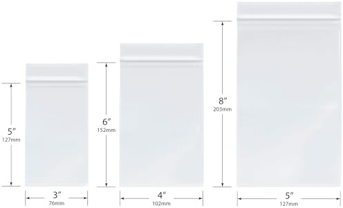 Plymor 3x5, 4x6, 5x8 inch (100 Each), 4 Mil Variety Pack Zipper Bags - Image 2