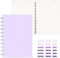 Discbound Notebook, 8-Disc Disbound Planner with Removable Pages, 180 Pages Spiral Notebook, Poly Cover Discbound Planner for Work, Travel, Note Taking(With Index Sticker),Purple,A4 by Mosabear