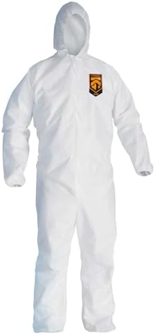 Kleenguard A30 Breathable Splash and Particle Protection Coveralls (46115), REFLEX Design, Hood, Zip Front, Elastic Wrists & Ankles (EWA), White, 2XL, 25 / Case by KLEENGUARD