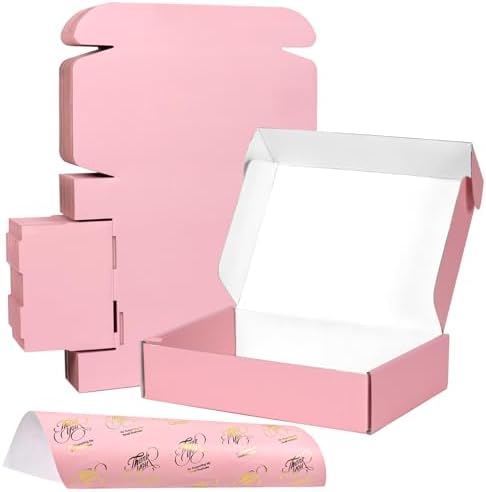 30 Pack 9x6x2 Pink Shipping Boxes for Packaging Small Business, Corrugated Cardboard Boxes for Shipping Packing Mailing by OUGEBOX