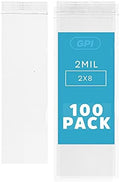 2"x8" Zip Bags, 100 Pack, 2 Mil, Reclosable for Incense, GPI by GPI