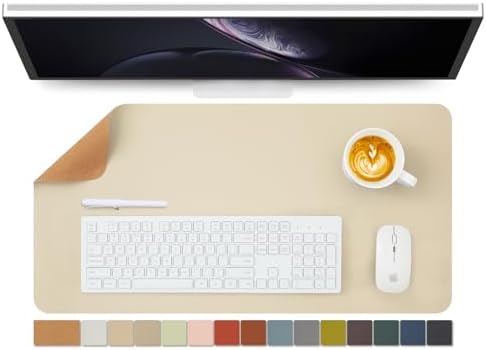 Cork Desk Mat - Dual-Sided Desk Pad for Office and Home - Desk Organization and Accessories - Ideal for Large Mouse Pad and Desk Mats on Top of Desks(Beige,27.6"x 13.8") by HOMIEAZICOZI