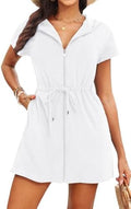 Womens Terry Cloth Cover Up Hooded Swim Cover with Zipper and Pocket by Yonique