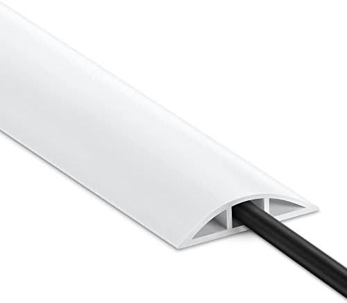 Cable Cover Floor 6FT, White Floor Cord Cover, Single Cord Protector Extension Cord Covers for Floor, Floor Wire Covers for Cords - Floor Wire Cover Cord Cavity: 0.47" (W) x 0.24" (H) by LZEOY