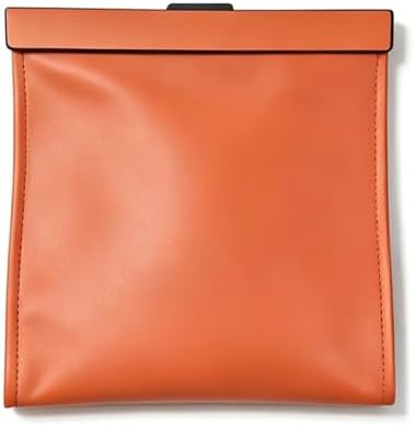 Leather Car Trash Can with Magnetic Closure, Leak-Proof Waterproof Hanging Car Trash Bin with Disposable Bags, Odor-Lock Garbage Can Organizer for Backseat, Console, Door, SUVs, Trucks (Orange) by Unknown