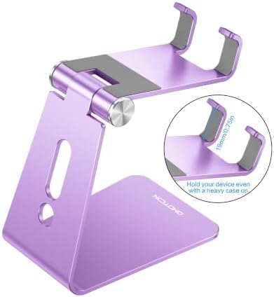 OMOTON C2 Adjustable Aluminum Cell Phone Stand with Charging Cutout, Purple - Image 2