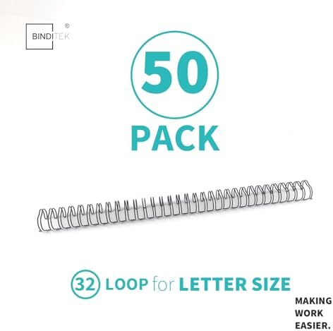 Metal Double Loop Wire Binding Spines, 1/2 Inch, 3:1 Pitch, Black 50 Pack - Image 3