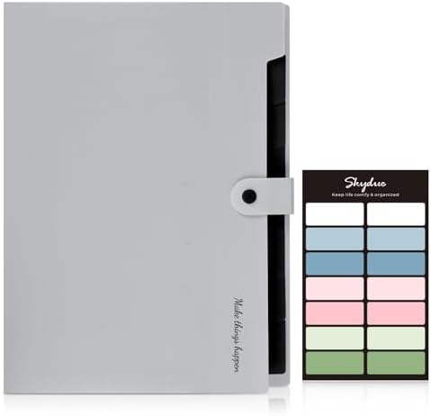 SKYDUE Accordion File Organizer, 8 Pockets Expanding File Folders, Portable Document Paper Organizer, Home College School Office Supplies, Letter Size Gray - Image 2
