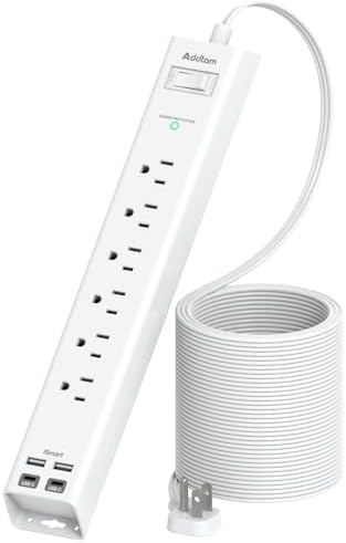 Addtam 5ft Power Strip Surge Protector, 6 Outlets and 4 USB Ports (2 USB C) by Addtam