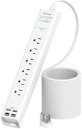 Addtam 5ft Power Strip Surge Protector, 6 Outlets and 4 USB Ports (2 USB C) by Addtam