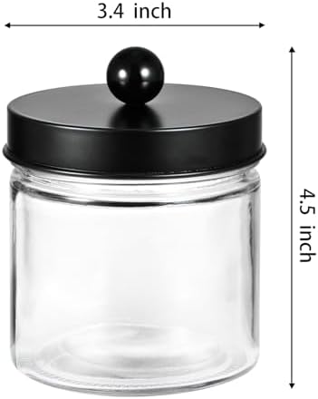 SheeChung Glass Mason Jar Qtip Holder, Black Stainless Steel Lids, 1 Pack - Image 4