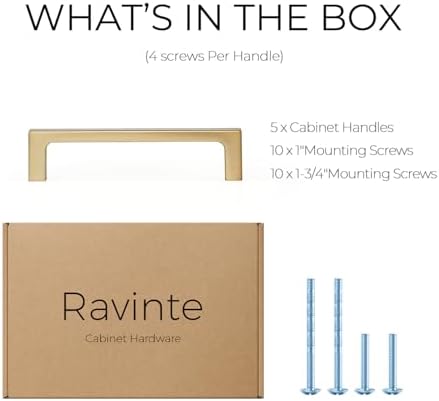 Ravinte Champagne Bronze Kitchen Square Cabinet Handles 4 Inch 20 Pack - Image 7