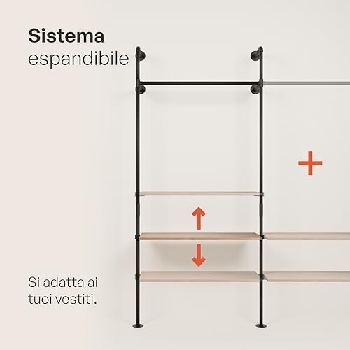 pamo Wall Mounted Clothing Rack with Oak Sheves – 117" W × 87" H, 1014 lbs - Image 6