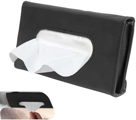 WZP Car Visor Tissue Holder, PU Leather Version Hanging Tissue Holder in Car, Slim Visor Mount Paper Napkin Organizer, Universal for Most Vehicles (Black) by Unknown