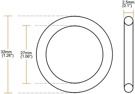 uxcell Nitrile Rubber O-Rings 32mm OD 27mm ID 2.5mm W Metric Sealing Gasket - Image 3
