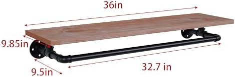 Clothes Rack 36in, Wall Mounted Garment Rack with Real Wood Shelf, Heavy Duty Hanging Clothes Rack, Multi-Purpose Hanging Rod, Space-Saving Closet Storage - Image 4