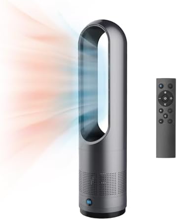 Bladeless Fan,22Inch Hot & Cooling Combo Tower Fan 80° Oscillating, 9H Timer, 8 Speeds, Portable Quiet for Indoor, Bedroom, Home Office Room by Faryuan