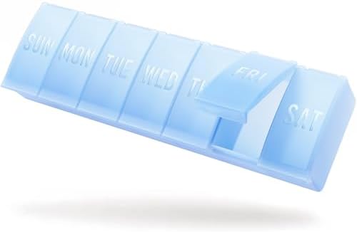 Barhon Large Weekly Pill Organizer, Big Vitamin Organizer Case for 7 Day, Travel Medicine Pill Box to Hold Various Supplements and Fish Oil, Sky Blue by Barhon