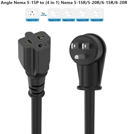 6FT 12AWG Heavy Duty Right-Angle 15Amp to 20Amp Extension Cord 90-Degree - Image 7