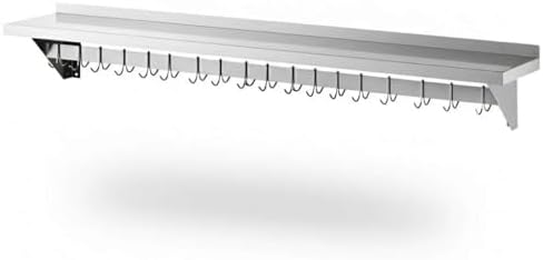 12" x 72" NSF Stainless Steel Wall Shelf, Heavy Duty Pot Pan Rack with Hooks, Commercial Kitchen by Zedfire