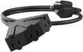 PLUGTUL 2FT Outdoor Extension Cord with Multiple Outlets | 14 Gauge, 3-Outlet, SJTW, 15A 14AWG 1875W SJTW, ETL Listed - Great for Garage, Garden and Home, Black by PLUGTUL