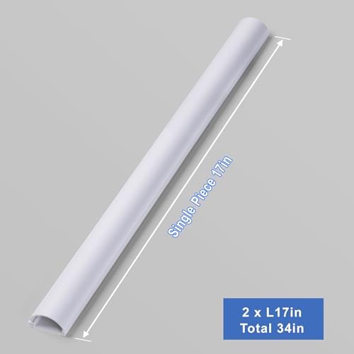ZhiYo 34in Cord Hider for 2-4 Wall-Mounted TV Wires, 1.4" W x 0.7" H, White - Image 5
