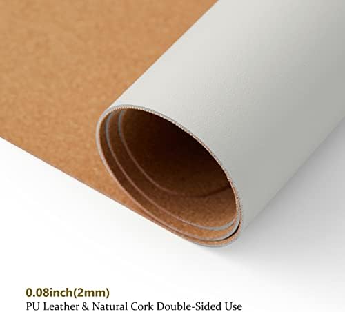 Cork Desk Mat - Dual-Sided Desk Pad for Office and Home - Desk Organization and Accessories - Ideal for Large Mouse Pad and Desk Mats on Top of Desks(White,80cmx 40cm) - Image 3