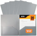 Better Office Products Heavyweight Gray Plastic 2 Pocket Portfolio Folder, Letter Size Poly Folders, 24 Pack, Gray by BetterOfficeProducts