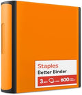 Staples 3 Inch D-Ring Heavy-Duty View Binder, Orange, Holds 600 Sheets by Staples