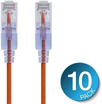 Monoprice Cat6A Ethernet Patch Cable - 5 Feet - Orange (10 Pack) Snagless RJ45 550Mhz UTP Pure Bare Copper Wire 10G 30AWG - SlimRun Series by Monoprice