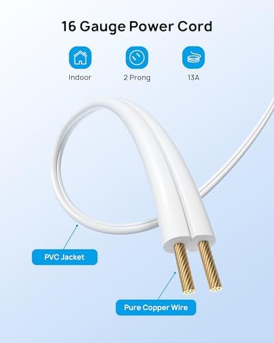 TROND 2 Prong to 3 Prong Extension Cord 1.5ft, Polarized Flat Plug, 3 AC - Image 5