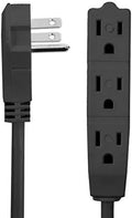 Flat Multiple Outlet Extension Cord 20 Ft for Indoor Use by Bindmaster- UL-Listed 3-Prong Multi Extension Wire- Space-Saving Flat Angled Extension Cord- Black 15 Pack by BindMaster