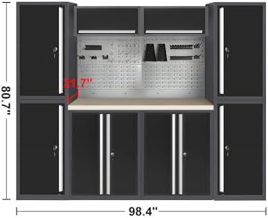 JZD Free Standing Garage Tool Storage Cabinets and Workbench with Lockable Cabinets, for Auto Repair Shop, Workshop - Image 2
