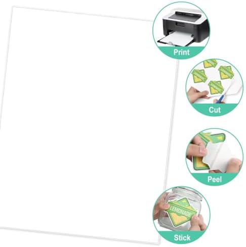 L Liked 30 Matte Printable White Sticker Paper Full Sheet Labels 8.5" x 11" - Image 3