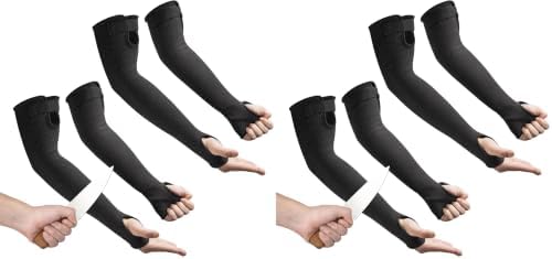 OriStout Cut Resistant Farmers Sleeves with Thumb Hole, Black, 2 Pairs, Protective Arm Sleeves, for Gardening, Welding, Kitchen, Arm Guards for Biting, Pet Grooming (Pack of 2) by OriStout