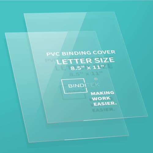 Binditek 50 Pack 7 Mil PVC Binding Presentation Covers, 8.5 x 11 Inches, Letter Size, Square Corners, Un-Punched, Office Supplies - Image 2