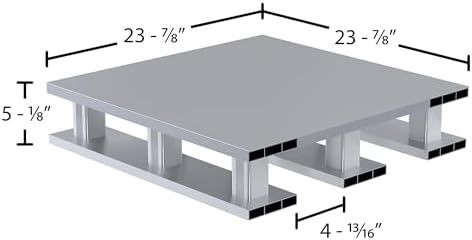 Vestil AP-ST-2424-SB Aluminum Half Solid Top with Skid Bottom 24 In. x 24 In. x 5-1/16 In. 4000 Lb. Capacity Silver - Image 2