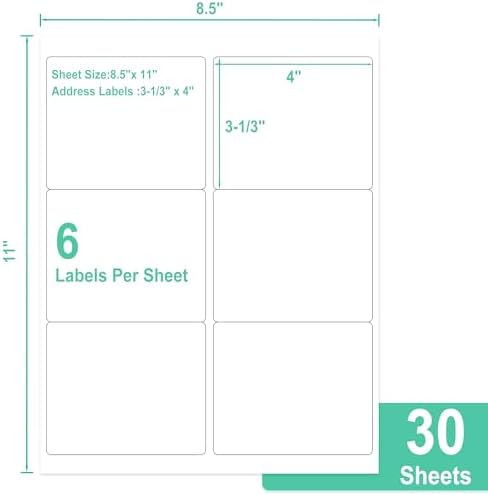 L LIKED 3-1/3"x4 Printable White Matte Sticker Labels 180 Labels 30 Sheets - Image 2
